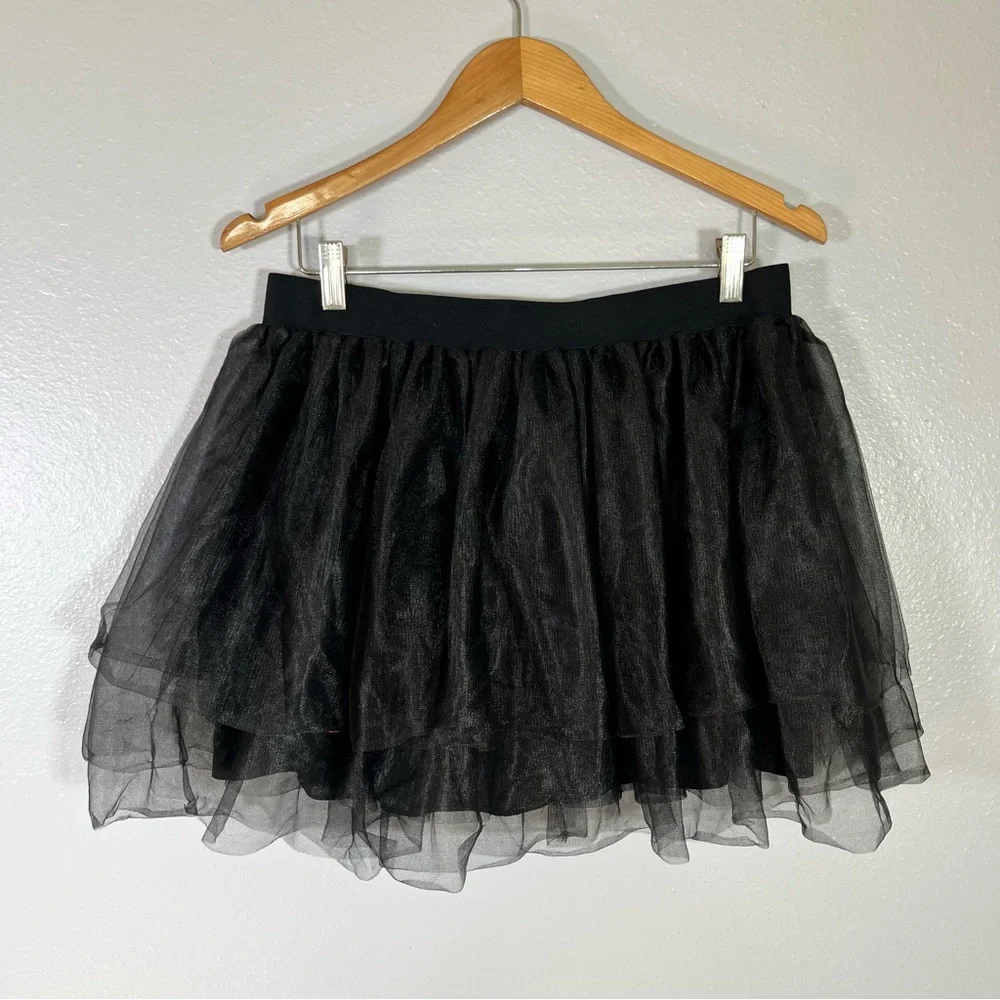 Black tulle tutu skirt Halloween costume adult L/XL witch fairy gothic festival - Picture 2 of 8